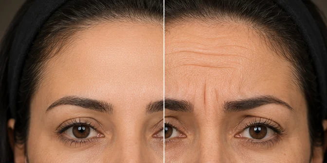 Illustrative example — forehead Botox before and after