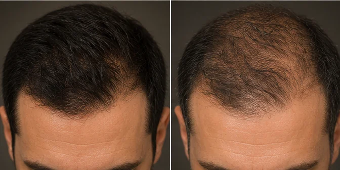 Illustrative example — hair PRP before and after
